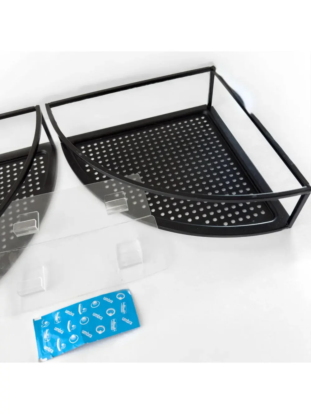 Umbra Cubiko Shower Corner Shelf - Black Metal Floating‎ Shelves - Set of 2